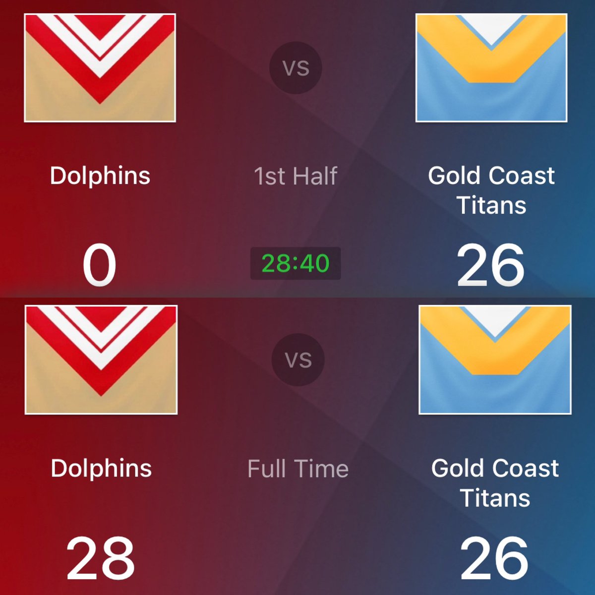 tabcomau's tweet photo. A phintastic comeback at Suncorp! #NRLDolphinsTitans https://t.co/QsXvWeVaGl