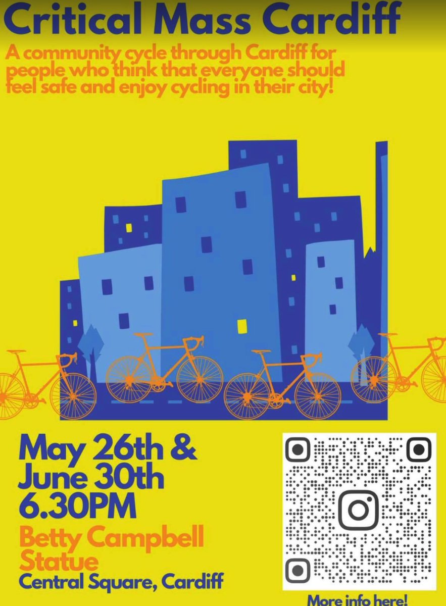 DafyddTrystan's tweet photo. Critical mass cycle events in Cardiff this Summer - more details on the poster below. Dewch yn llu! https://t.co/3YlbfSnwVq