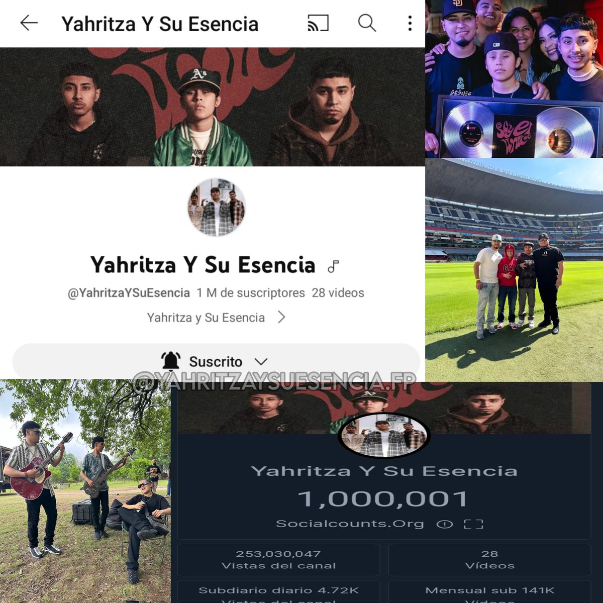 MUCHAS FELICIDADES CHIC@S, ACABARON DE LLEGAR A SU 1ER MILLÓN EN YOUTUBE SE LO MERECEN VAMOS POR MÁS!!! 😍👏🏼👀
<a href="/mandito1029/">Armando martinez</a> <a href="/Yahritza_YSE/">Yahritza Y Su Esencia</a> <a href="/Yova1x/">Jairo Martinez</a>