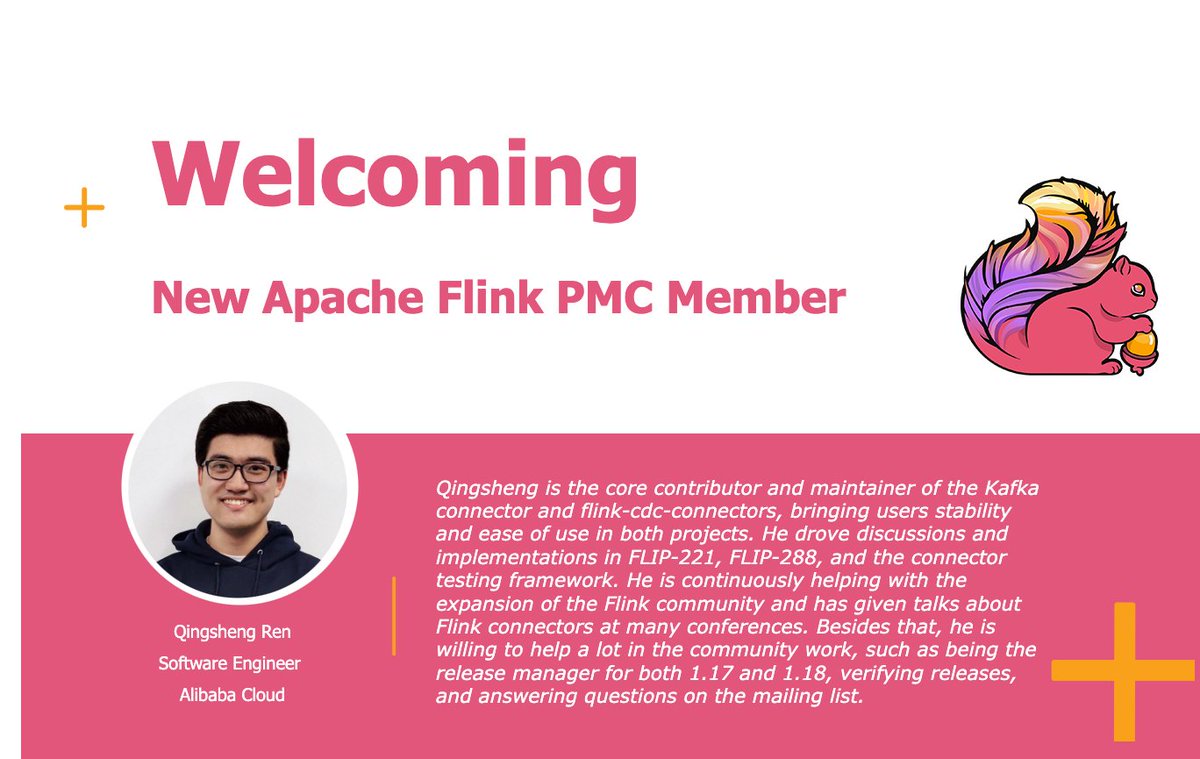 📣 We are happy to announce @renqstuite Qingsheng Ren as a new PMC member in the Apache Flink Project!
