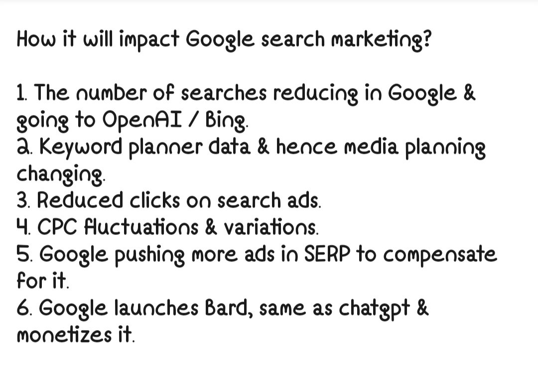 bais_shailu's tweet photo. How coming of ChatGPT will impact Google Paid Search?
We all know that with ChatGPT being integrated in Microsoft Bing Search Engine, there is a 15% increase in traffic to Bing & 2% decrease to Google Search.
Note: LinkedIn screenshot below.
#ChatGPT #GooglePaidSearch https://t.co/KsMsJrt5HI