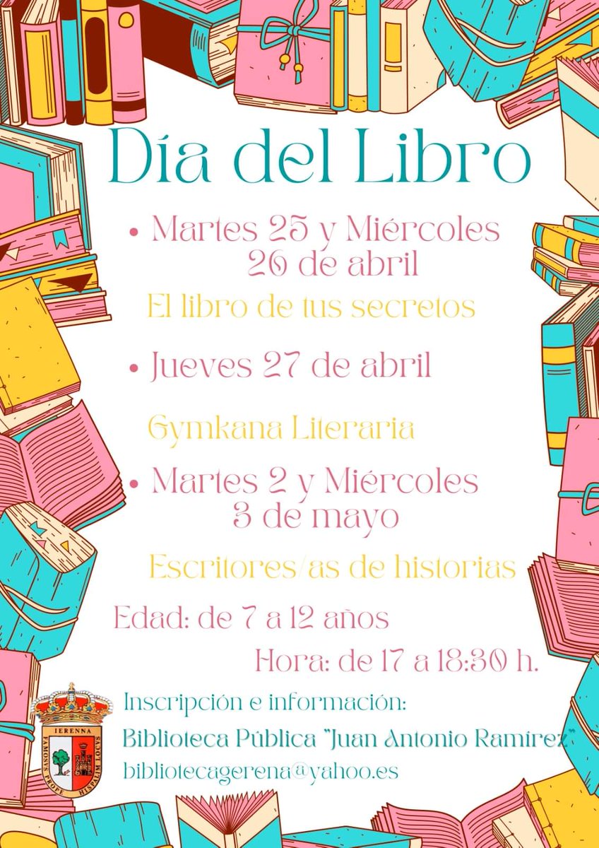 CeipFeliu's tweet photo. Desde el @CeipFeliu seguimos animando a la lectura:

Actividades por el #DiaDelLibro en la biblioteca municipal @aytodegerena
-El libro de tus secretos
-Gymkana literaria
-Escritoras/es de historias
#CulturaGerena
@ComunicApro_ https://t.co/SoUlvUeRsI