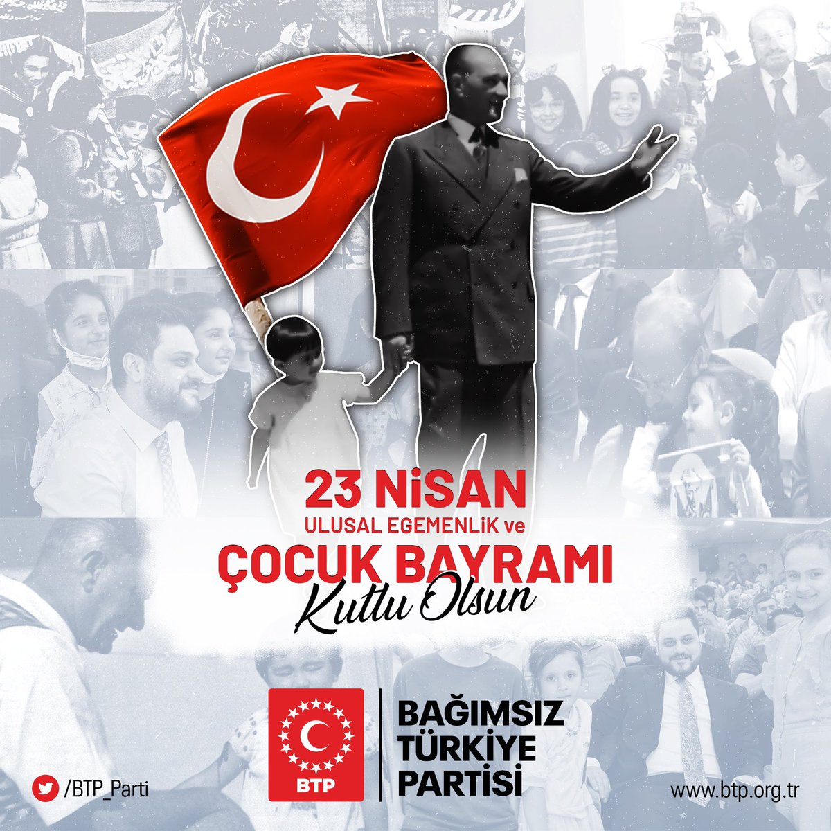 Bugün #23Nisan 
Hep neşeyle doluyor insan.

Meclisimizin dualarla açıldığı bu günü geleceğimizin teminatı çocuklara armağan eden Gazi Mustafa Kemal Atatürk’ü ve şehitlerimizi rahmetle anıyoruz. 
23 Nisan Ulusal Egemenlik ve Çocuk Bayramı Kutlu Olsun.
#23Nisan1920