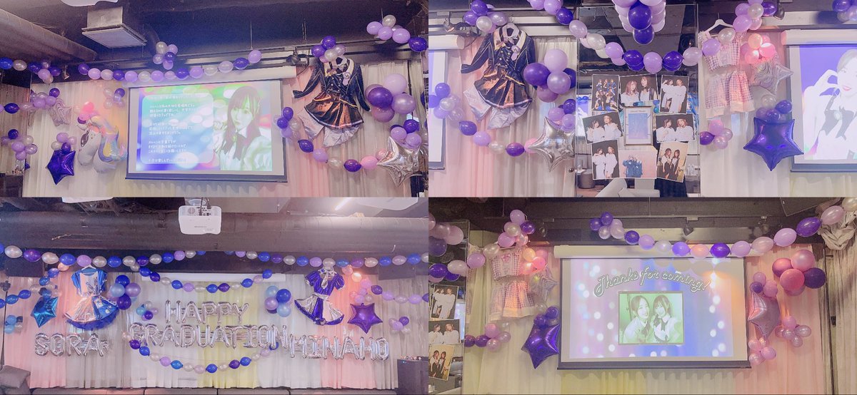OM_MINAHO's tweet photo. ２日間ありがとうございました😭💜💙
そらもみなほもこだわり強くて、頑固で𐤔𐤔
あれやりたい！これもしたい！って…😂
2人の“したい事”を叶えてくれた全ての皆様！本当にありがとうございます✨

装飾・お花をいただきました皆様のお名前を店内で飾っていたのですが、こちらにも載せさせて頂きます🙇🏼‍♀️ https://t.co/aIHd4fa5kb
