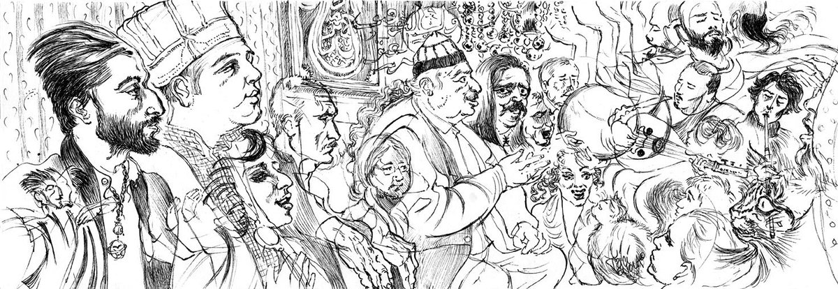 TriciVenola's tweet image. Dancing with the Dervishes at Üllü Sinan Tekke in Eyüp, with Lewis &amp;amp; Alper on a happy holiday long ago. Spent all day eating fried chicken, drawing, &amp;amp; watching one and another up and whirl. #dervish #bektasi #shiite #istanbul #drawingonistanbul