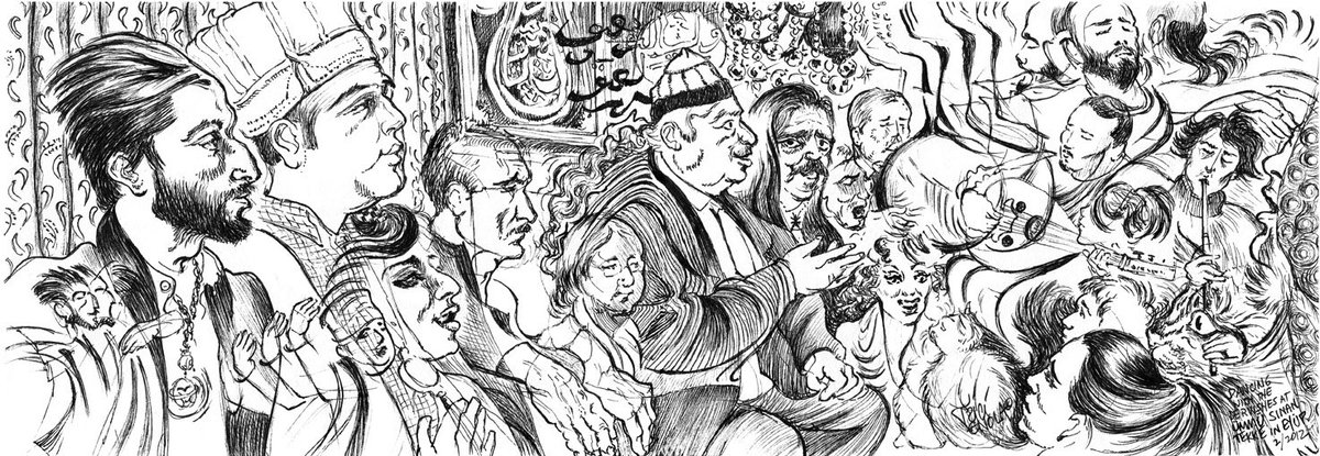 TriciVenola's tweet image. Dancing with the Dervishes at Üllü Sinan Tekke in Eyüp, with Lewis &amp;amp; Alper on a happy holiday long ago. Spent all day eating fried chicken, drawing, &amp;amp; watching one and another up and whirl. #dervish #bektasi #shiite #istanbul #drawingonistanbul