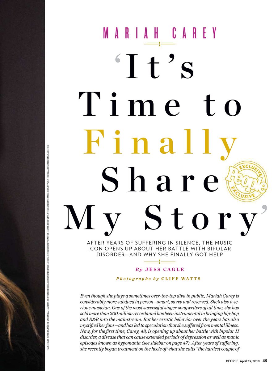 allidoislovemc's tweet photo. #OTD 2018 People Magazine releases @MariahCarey speaking up about her Bipolar II Disorder and how she has been hiding it for 17 years. #WeLoveYouMariah #MariahStrong https://t.co/HNNd4tdSPA