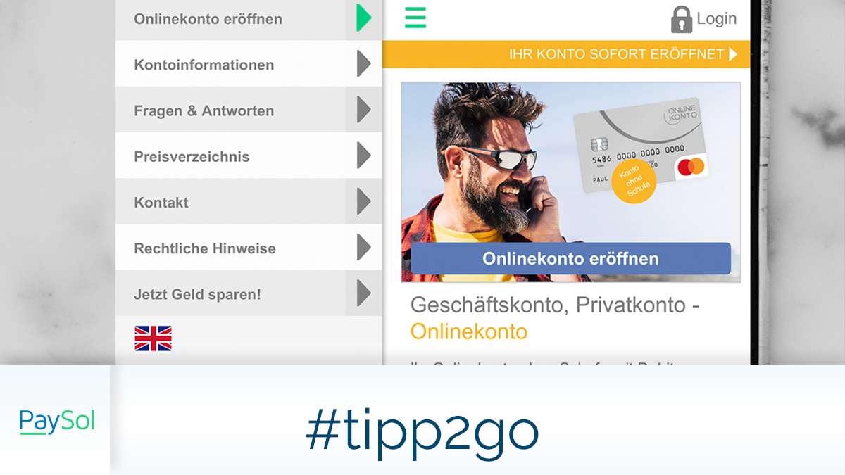 Our online account without Schufa, but with a Debit #Mastercard for you!

#tipp2go: Is your English better than your German? 
Just click the British flag to switch the language!
paysol.de/klick/wiwvn

#WelttagDerEnglischenSprache #OKstattKO