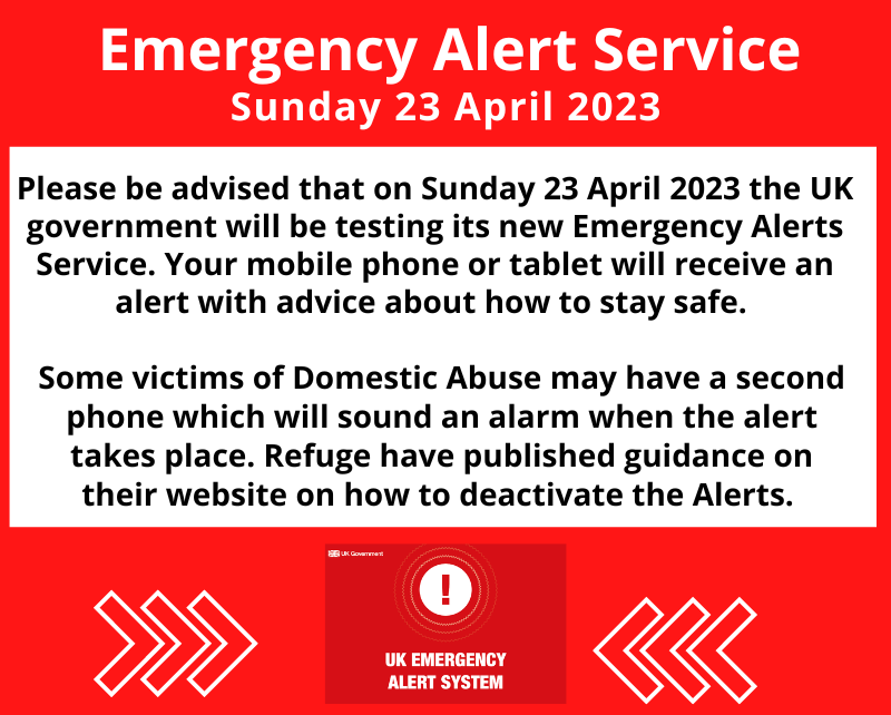 Please be advised that the UK government will be testing its new Emergency Alerts Service today.

Your mobile phone or tablet will receive an alert with advice about how to stay safe.
