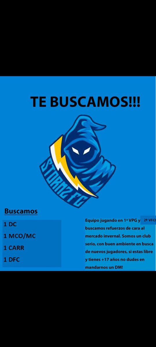 Semana de pruebas!! 
(PS4)
Buscamos refuerzos en las siguientes posiciones:
- 1 DC/ Extremo 
- 1 MCO/MC
- 1 CARR
- 1 DFC
Estamos compitiendo en 1a VPG y 2a VFO
Interesados MD.

<a href="/AyudasCPro/">Ayudas Clubes Pro</a> <a href="/AyudasClubesPro/">Ayuda Clubes Pro - 🎮</a> <a href="/Ayudas_clubes/">Ayudas Clubes</a> <a href="/_chocolate3000/">AYUDAS FIFA CHOCO3K🐦</a> @AYUDAACTIVA1