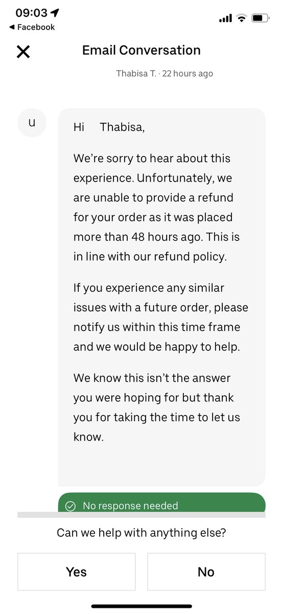 Biisa_xo's tweet photo. @Uber_Support @UberEats @Uber_Support  your customer service is terrible . I was told my money was on hold and I receive it in 3-7 days now that it’s pass that you’re telling me I was supposed to contact you within 48 hours ?

I contacted you the same day!! https://t.co/zNXlo2Abi4