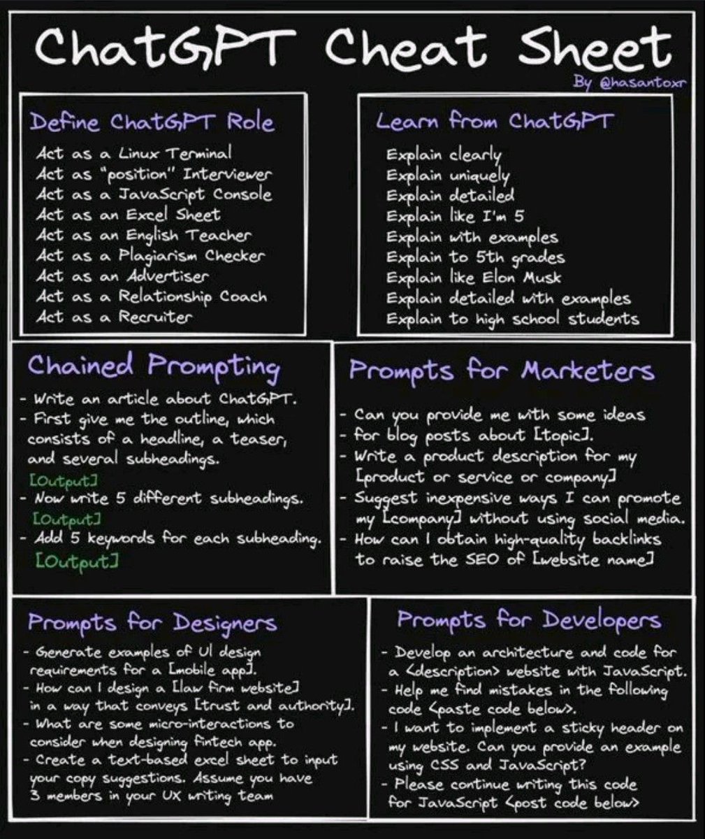 ChatGpt Cheat Sheet

#infosec #cybersecurity #cybersecuritytips #pentesting #redteam #informationsecurity #CyberSec #networking #networksecurity #infosecurity #cyberattacks #security #chatgpt #cybersecurityawareness #bugbounty #bugbountytips