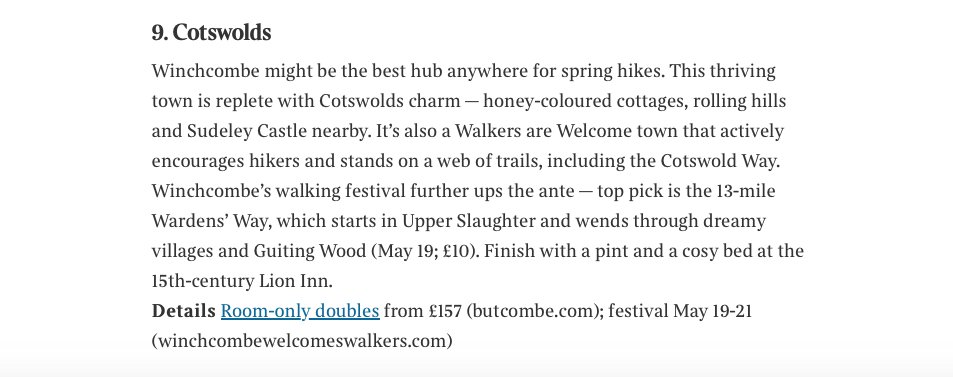 Sunday Times knows a thing or two when it comes to walking. Take their advice and join a lovely linear walk in the Cotswolds