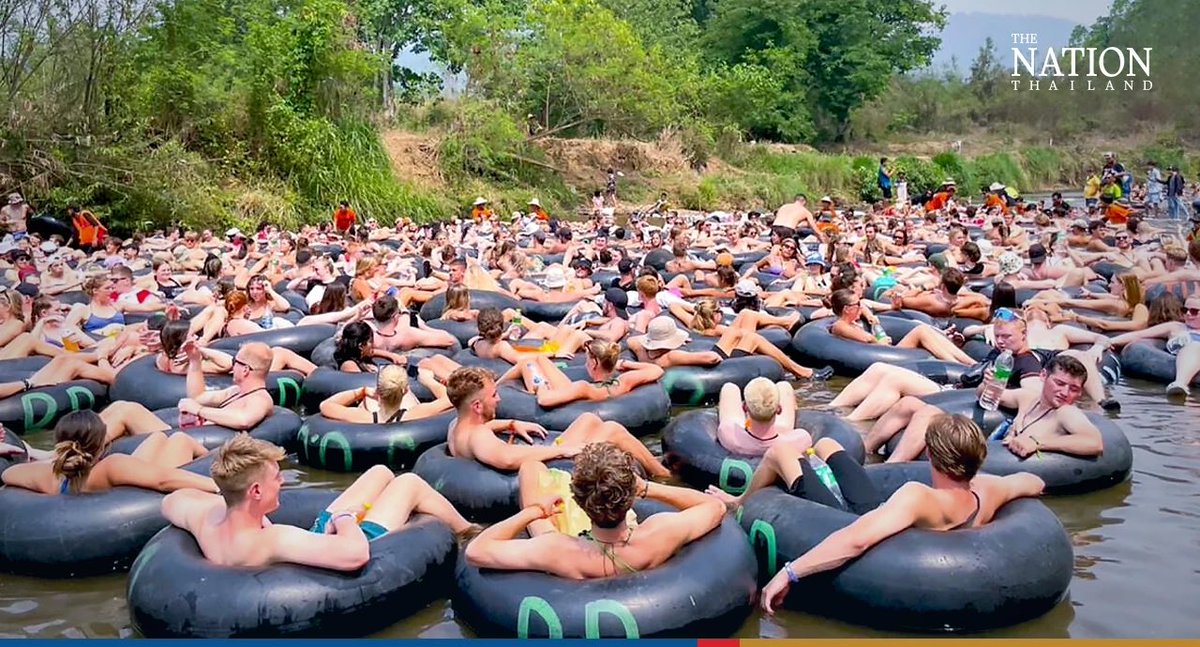 Thenationth's tweet photo. More than 500 #tourists took part in a two-day #tubingevent down the #PaiRiver in the northern province of #MaeHongSon, #Thailand.
.
Read more: https://t.co/vfztlKhQ3z https://t.co/3sVn377VIX