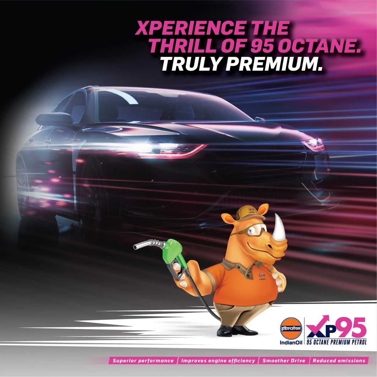 IndianOilcl's tweet photo. Our all-new XP95 Premium Petrol is here to make you Xperience the thrill of superior performance and speed. Known to improve engine efficiency and reduce emissions, it's a perfect combination to enjoy those premium rides! https://t.co/xgyozISnHF
