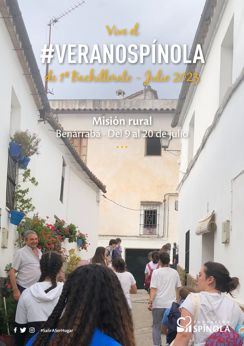 FundSpinola's tweet photo. Vive el #VeranoSpínola desde esta experiencia memorable, encontrando a Dios en cada esquina de Benarrabá. Es tu oportunidad de #SalirASerHogar. Inscríbete a través de la coordinación de Pastoral de tu centro https://t.co/by0xDKe62V