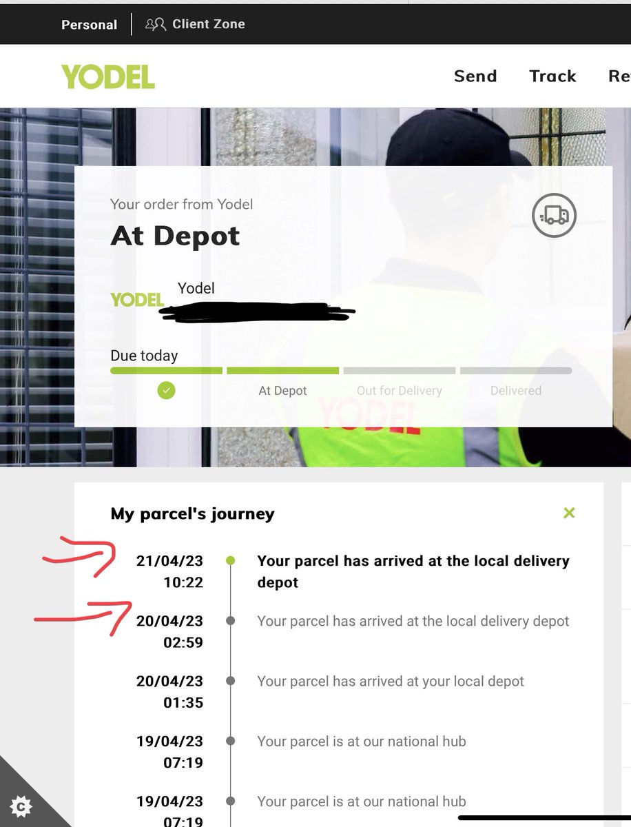 A_Perdido's tweet photo. @YodelOnline (and if we are being honest the parcel companies at large) claim they get a bad reputation….. also Yodel.
(Continuing the parcel spent all of yesterday logged as ���at depot” and “due today” only to now have no due date at all….) https://t.co/zPGhp3nBAo