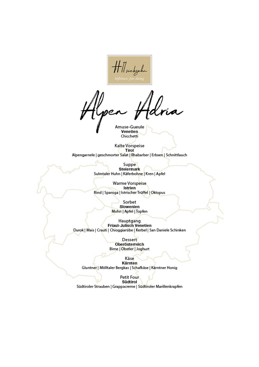 Küchenchef Dennis Katholnig und sein Team verwöhnen und begeistern unsere Gäste wieder im Höflehner. Fine. Dining. Restaurant "H 11siebzehn"!
mit dem Motto: 𝔸𝕝𝕡𝕖𝕟 𝔸𝕕𝕣𝕚𝕒

Hier geht's zum aktuellen Menü hoeflehner.com/.../H11siebzeh…...
#küche #h11siebzehn #höflehner #restaurant