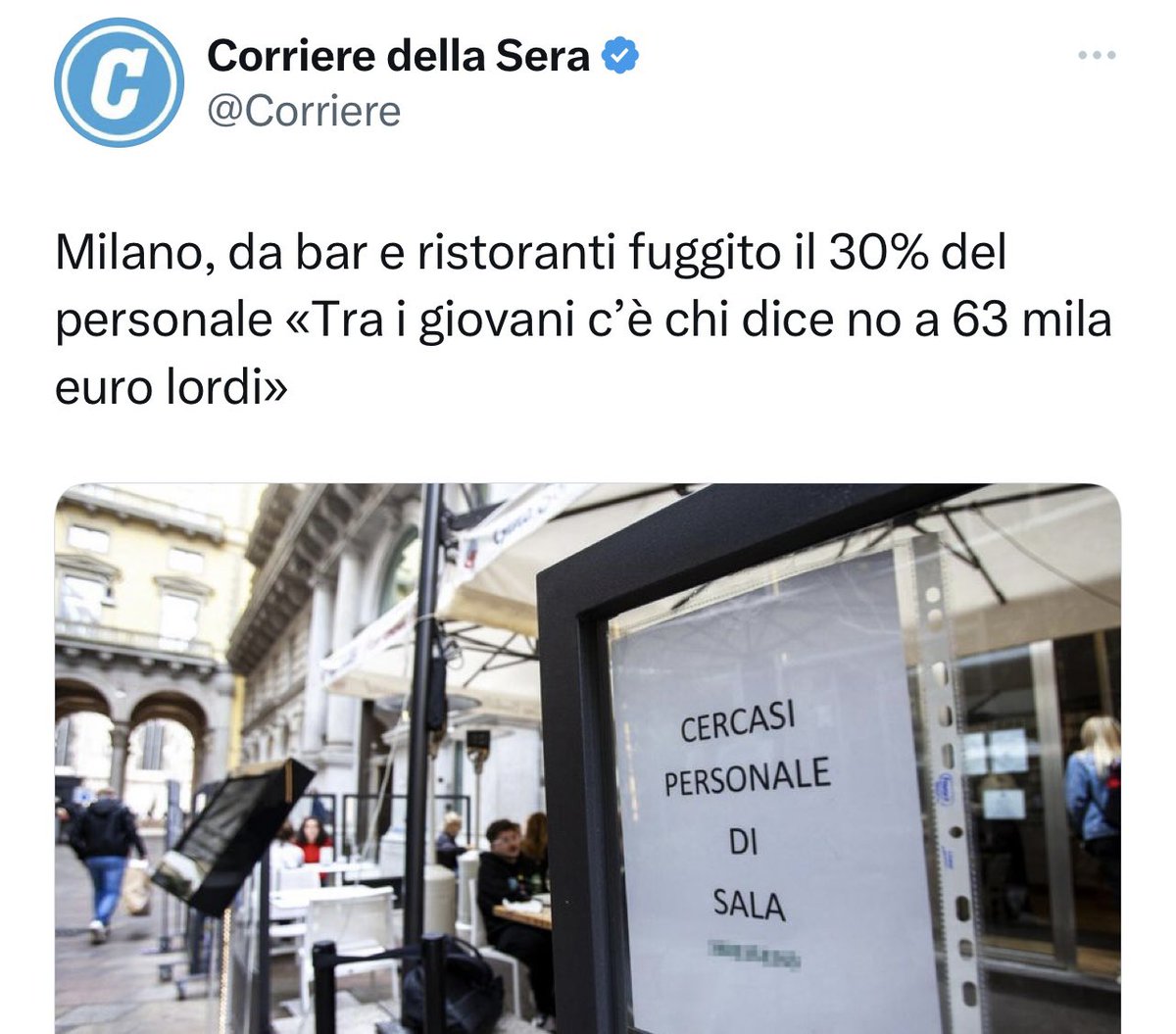 Vogliamo il nome del ristorante che paga 3500 euro al mese netti.