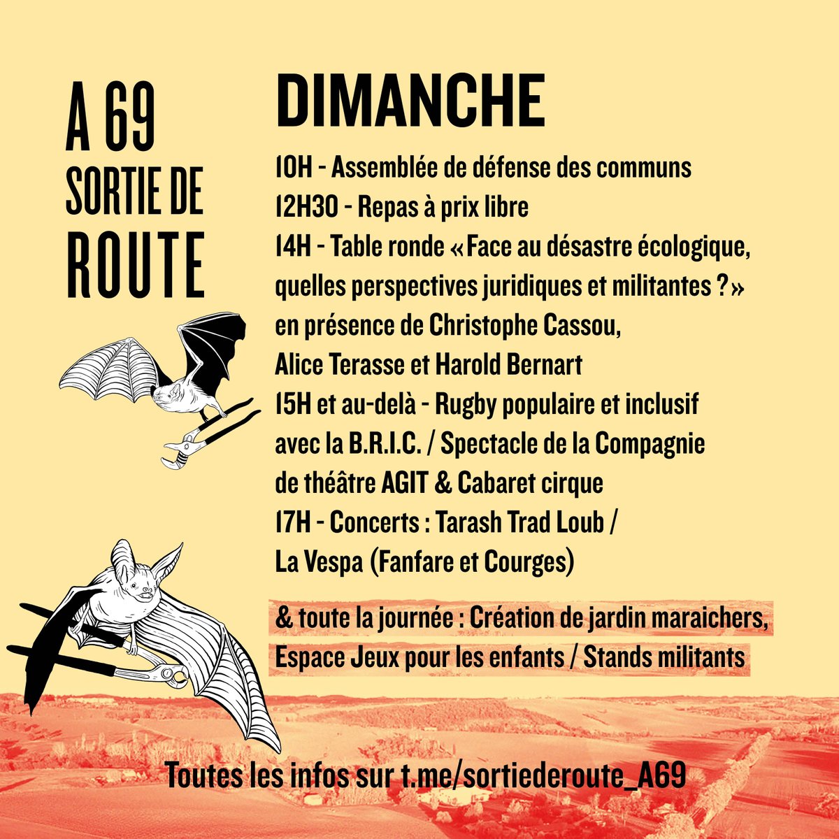 xr_toulouse's tweet photo. 😊 Après le succès de la GRANDE MARCHE du samedi face à l'#A69 &amp; ses terres bétonnées, RDV pour un dimanche maraicher 🌱 &amp; d'échanges pour un construire autre chose que ce que nous propose NGE Atosca et les vendeurs de bitume 🛣️

L'A69 ne passera pas ⛔️

#sortiederoute
#nomacadam https://t.co/wlI56Un7gU