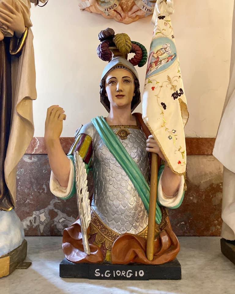 tonyatthetable's tweet photo. Bust of San Giorgio at Sacred Hearts &amp; Saint Stephen Church in #CarrollGardens, #BrooklynNY.  He is the #PatronSaint of #TestaccioDIschia.  
#FeastDay #BaranoDIschia #Testaccio #Ischia #Brooklyn #ItalianCatholic #LittleItaly #ItalianEnclaves #TonyMangia #AtTheTableWithTony https://t.co/V0YMtv81ze