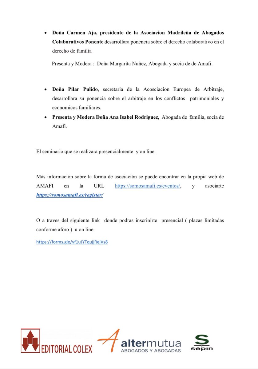 CeminenlaRed's tweet photo. Os invitamos a participar el próximo día 26 de abril en este Seminario sobre Medios Alternativos de Conflictos que organiza  @somosamafi 

Seminario destinado a la protección del interés de los mejores. ¡¡¡No te lo puedes perder!!! 

Información aquí abajo 👇🏻 https://t.co/5E16qS3RET