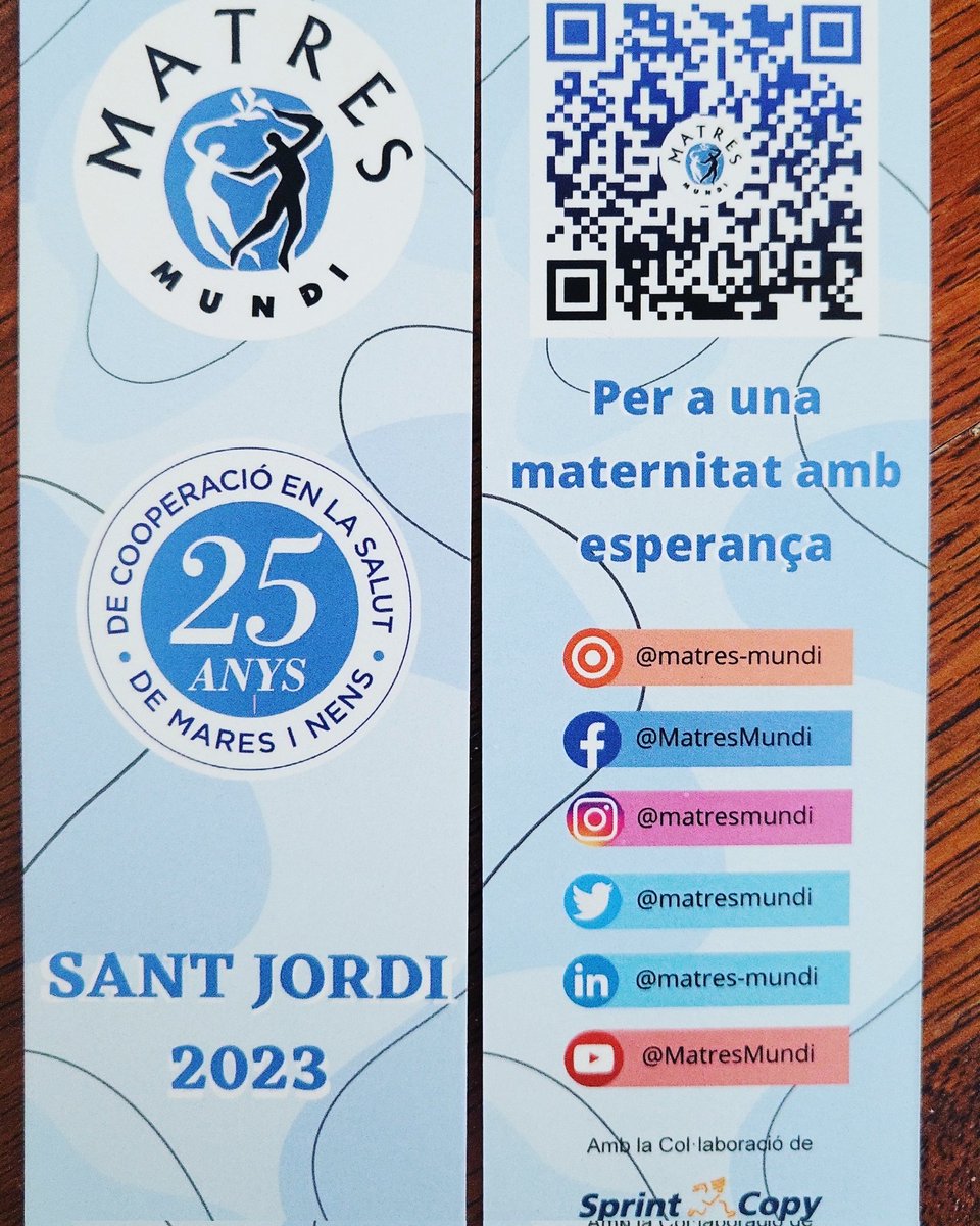 MatresMundi's tweet photo. Os esperamos en nuestra paradita de #SantJordi2023 en Ronda General Mitre, 232. Ven a comprar un libro solidario y llévate un punto de libro de #MatresMundi
Us esperem a la nostra paradeta, vine a comprar un llibre solidari, per a totes les edats, i de regal un punt de llibre https://t.co/CLa8Gqqsxb