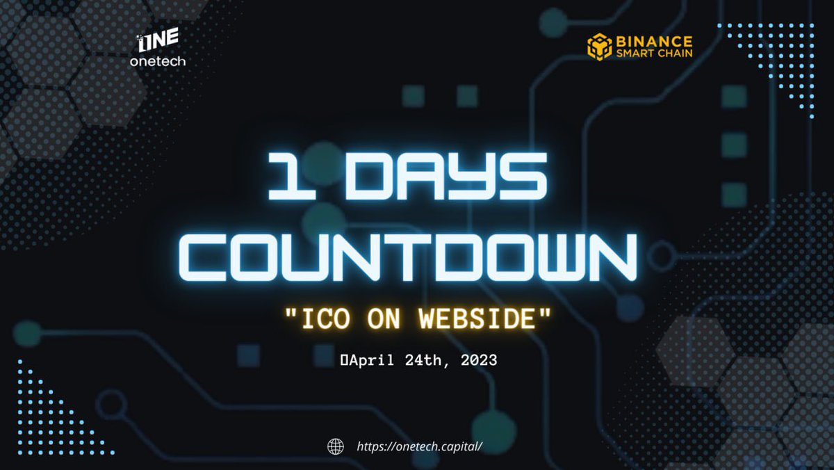 Dear community!
We are getting close to the #ICO, just one day away from our beginning.
Let's join and accompany us with this project!
#OTC #cryptocurrencies #OneTechCapital
