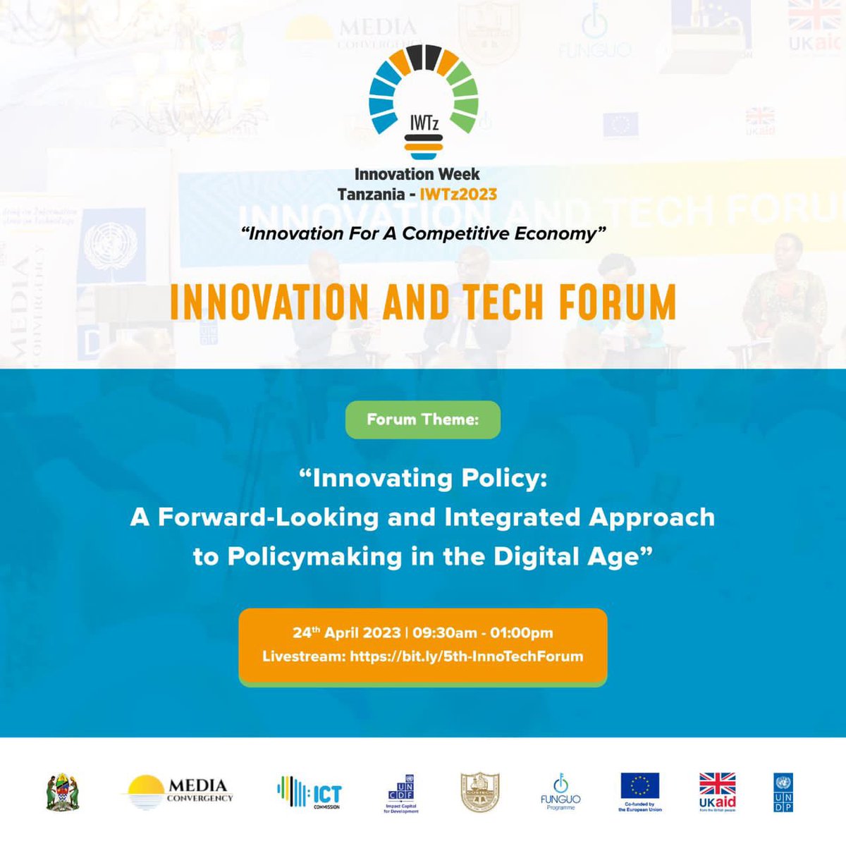 MediaConvergecy's tweet image. THE 5TH #INNOTECHFORUM IS HERE

~ @MediaConvergecy in collaboration with @undptz’s @Funguo_Tz innovation program, @ict_commission &amp;amp; @costechTANZANIA are proud to host the forum as part of the #IWTz2023 on April 24. Catch us on the livestream on YouTube ⬇️
bit.ly/5th-InnoTechFo…
