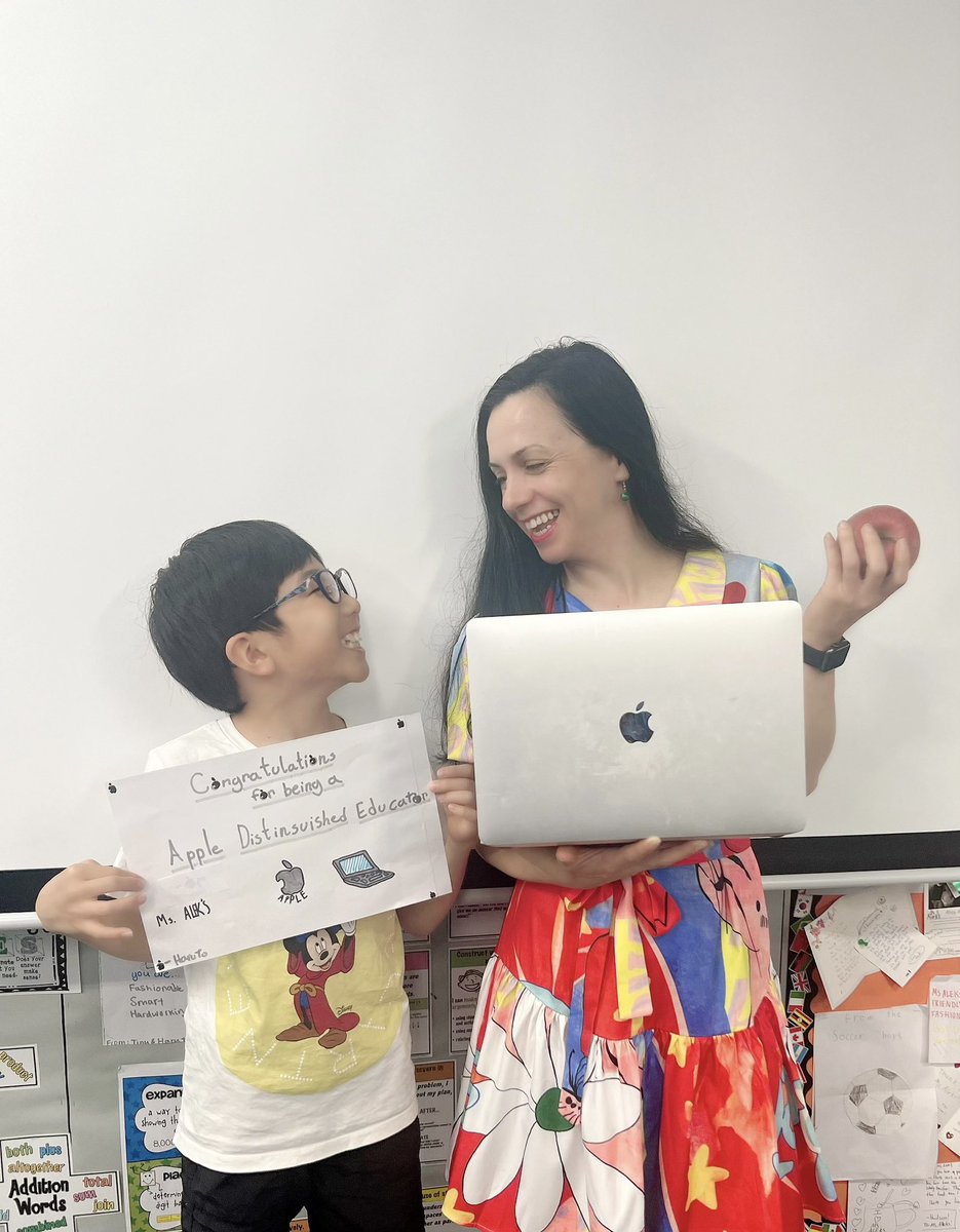 I’m incredibly thankful and honored that my Apple Distinguished Educator application has been approved. 
To congratulate, my student made me this card. I particularly love his creativity in each “O”. ❤️🍏💻📱#ade2023 #education #technology