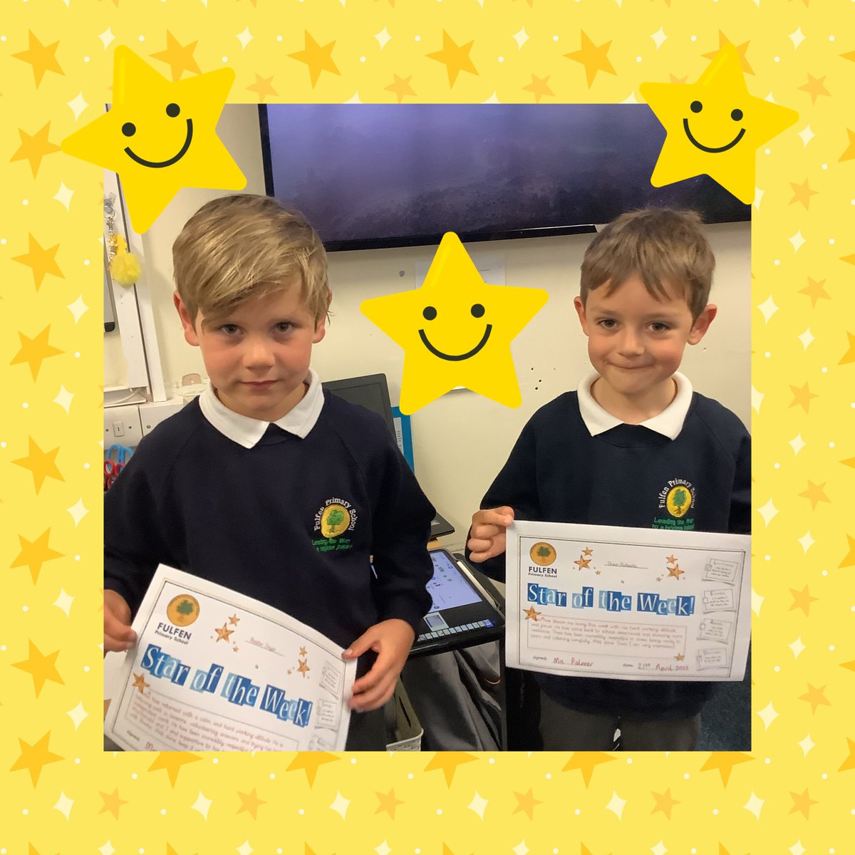Mrs Palmer and Miss MacDonald are very proud of our year 2 superstars this week 👍
Star of the week goes to Baxter and Theo, Well Done boys ⭐️