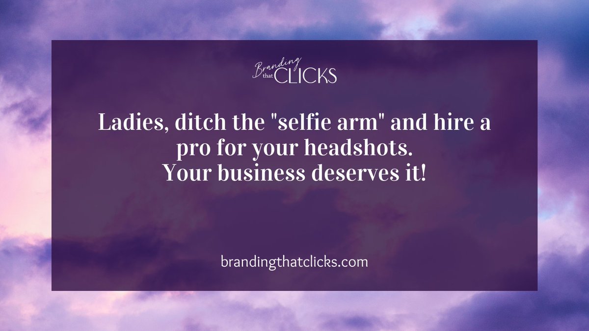 Ladies, ditch the 'selfie arm' and hire a pro for your headshots. Your business deserves it! #ProfessionalHeadshots #GirlBoss