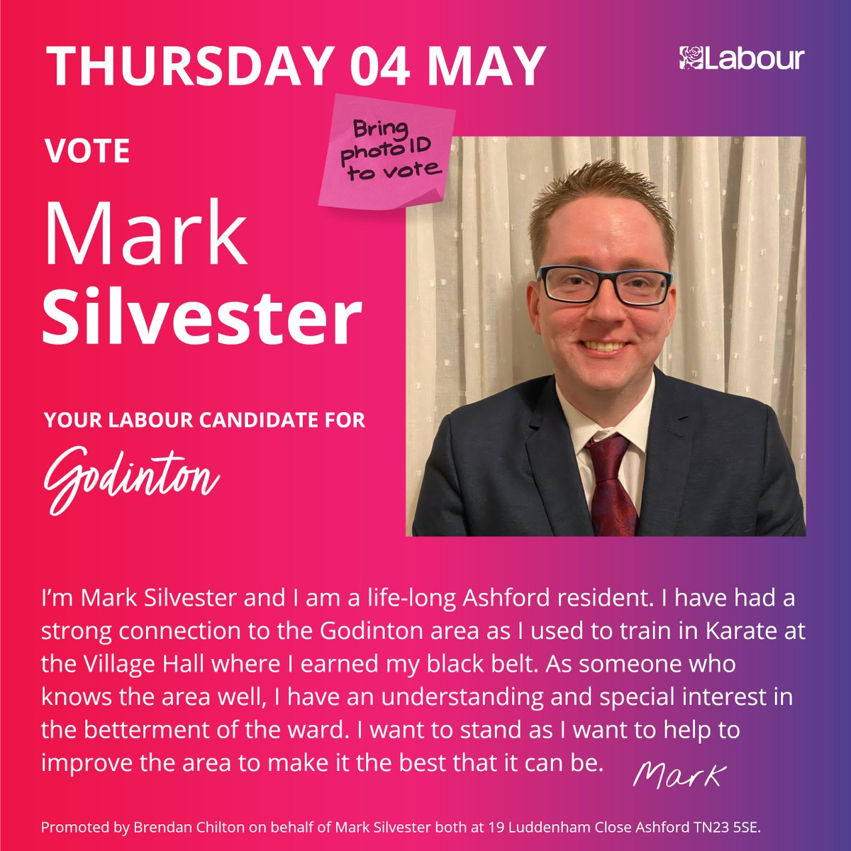 Mark Silvester is Labours candidate for Godinton Ward.

Vote Labour on May 4th.