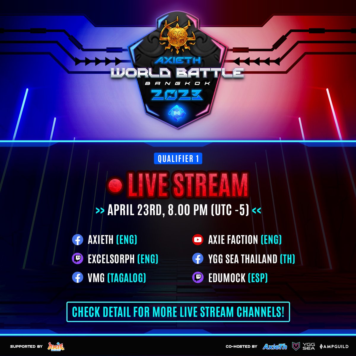 w3ggth's tweet photo. Hey Lunacians! ๐คฉ
Get ready for an epic showdown!
The AxieTh World Battle Bangkok 2023 is kicking off
Our final online qualifier 1 is about to begin
๐๏ธ April 23rd
๐ 8.00 PM (UTC -5)
Links in the thread!
#AxieThWorldBattleBangkok2023 #AxieInfinity #AxieOrigins #AxieTh https://t.co/5tbRg9LieW