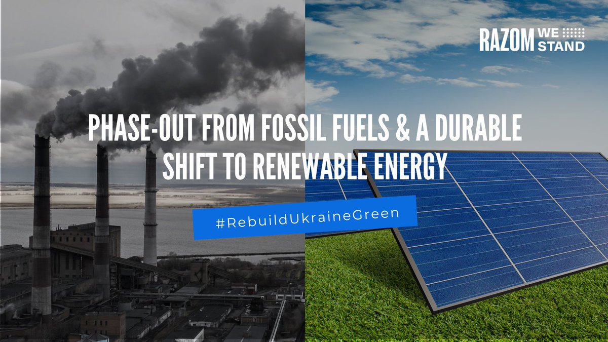 RazomWeStand's tweet photo. #RebuildUkraineGreen is our message at #EarthDay2023🌱. Phase-out from #FossilFuels 🛢️ &amp; a durable shift to #RenewableEnergy🔋 is the key to the peace, stability &amp; sustainable future in #Europe! #InvestInOurPlanet 
More info ➡️ https://t.co/VRZUqcpDzb https://t.co/JY3ssSn8FN