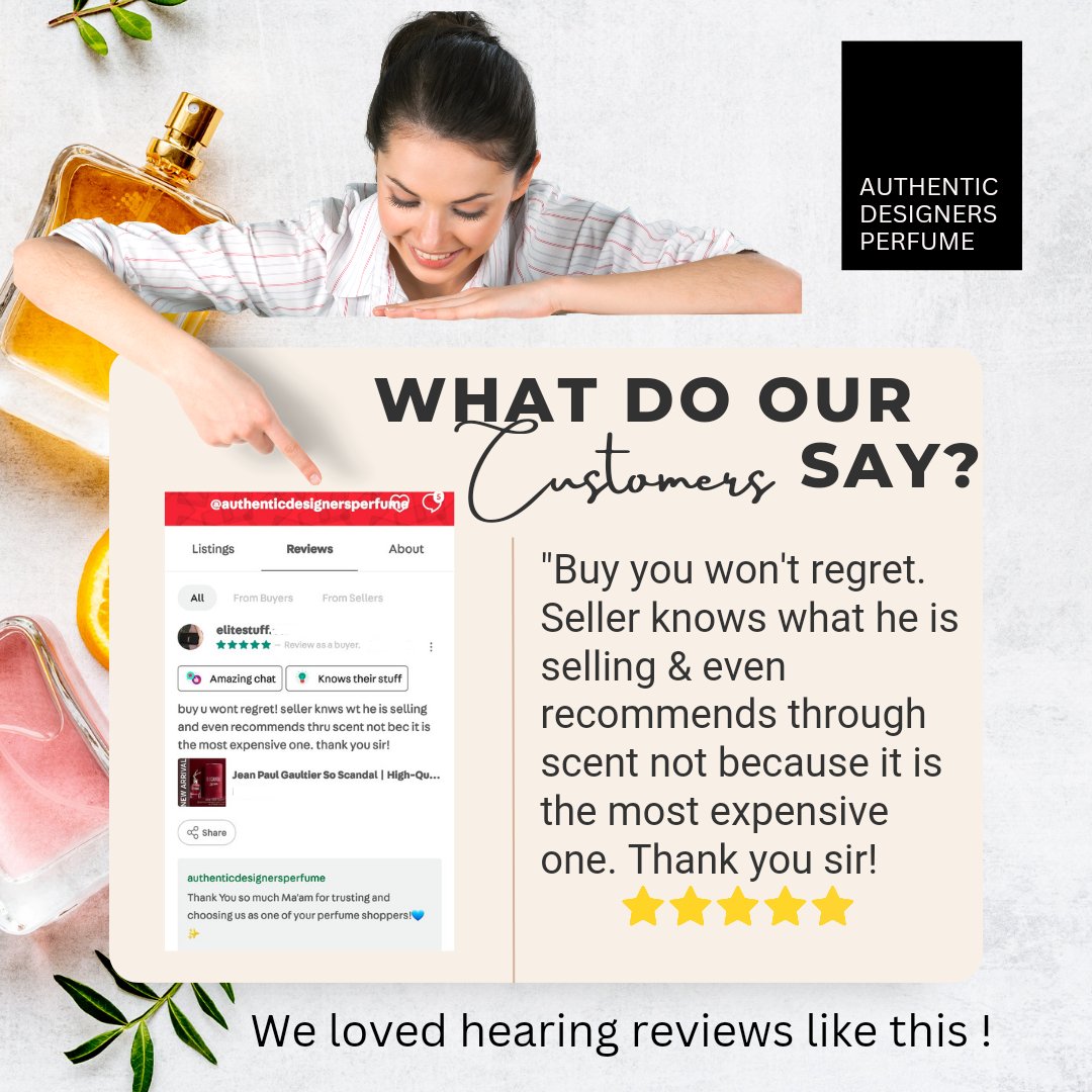adponlineshop's tweet photo. We love hearing reviews like this! 🙂💚
The highest praise that you can give us is the positive feedback you leave on our product. Thank you for your patronage! By shopping with us, you support local businesses. ✨ 
#authenticdesignersperfume #veryaffordablefragrances #getyours https://t.co/BFSg9wu1kJ