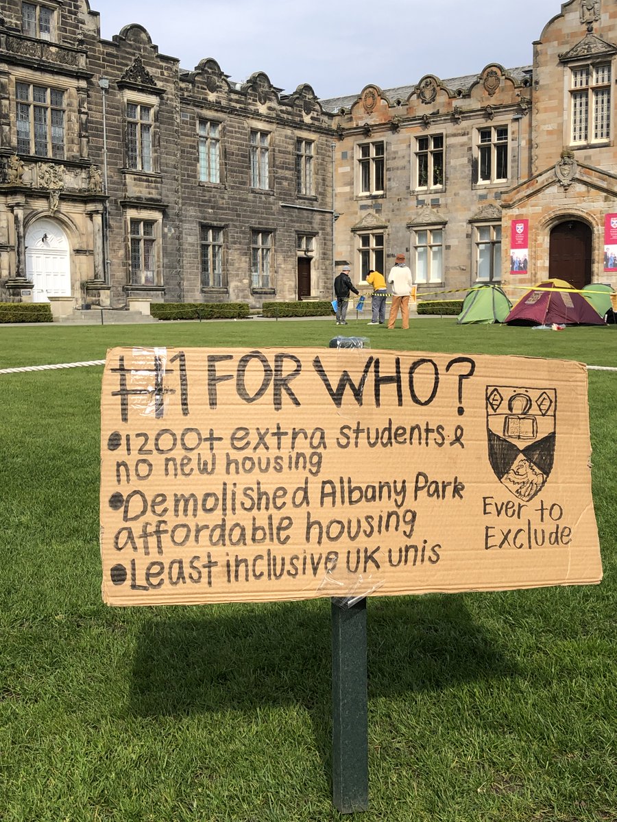 CASHStAndrews's tweet photo. We've occupied the Quad at @univofstandrews for 24 hours in protest to the lack of action on the housing crisis. St Andrews is No. 1 in the UK, but for who?
No more students facing homelessness! Affordable housing for all! ⬇️ #StopTheRentIncrease #RemoveTheBan https://t.co/SCIM1eGFWf