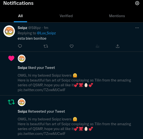 Luv_Soipz's tweet photo. THIS IS NOT A DRILL YOU ALL, I JUST GOT NOTICED BY MY IDOL!!!  😭💕
Ahora si envidieme #BESTFanAccount https://t.co/EsrlqXgSQf