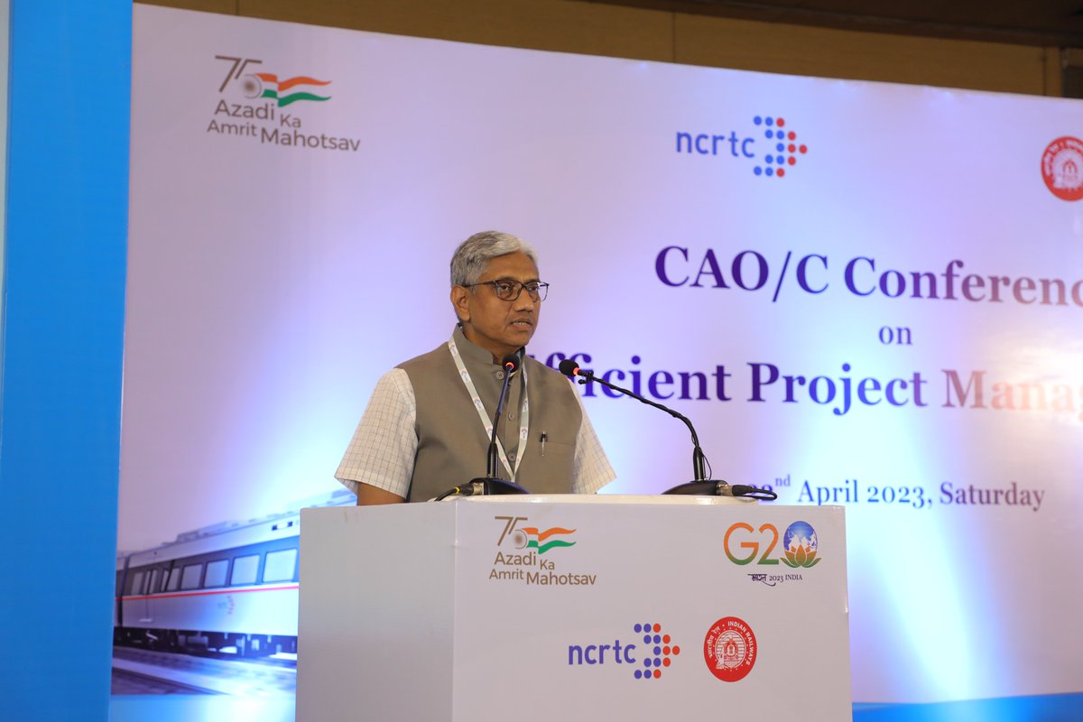 officialncrtc's tweet photo. #NCRTC conducted a workshop on ‘Efficient Project Management’ for all Chief Administrative Officers (Construction) of Indian Railways in presence of Shri @lahotiak Chairman &amp; CEO, Railway Board, and Shri Roop Narayan Sunkar, Member Infrastructure, Railway Board. #GatiShakti https://t.co/gTUWjhJ4BF