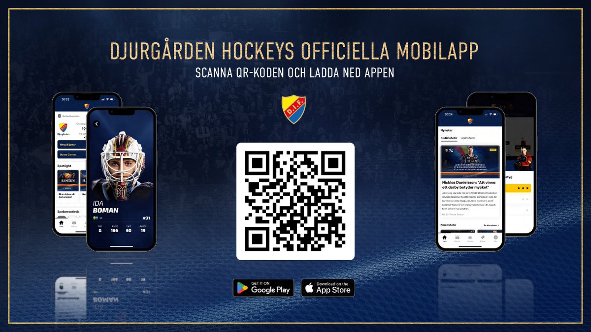 Utan biljett till matchen? Missa inte chansen att se kvällens slutsålda final på plats! 🎟️

Du som har DIF-appen nedladdad klockan 16:00 idag är med i utlottningen av två matchbiljetter.

🔗 play.google.com/store/apps/det…
🔗 apps.apple.com/se/app/djurg%C…

💛❤️💙
#DIFHockey #AlltidOavsett