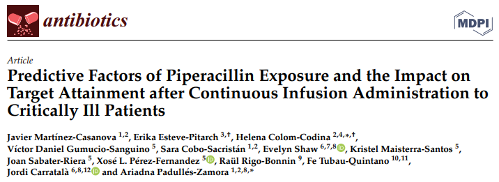 GrupoAFinf_SEFH's tweet photo. 🚨Probability of target attainment (PTA) de la PC de piperacilina en críticos (https://t.co/Mxx3M8j6s7).
👩‍🔬Bicompartimental eliminación lineal con GFR predictor variabilidad.
🎯PTA según objetivo PK/PD (100% fT>1 vs 4 CMI) con D piper=12-24 g.
👌 para guiar la dosificación. https://t.co/HlGeKesRsY