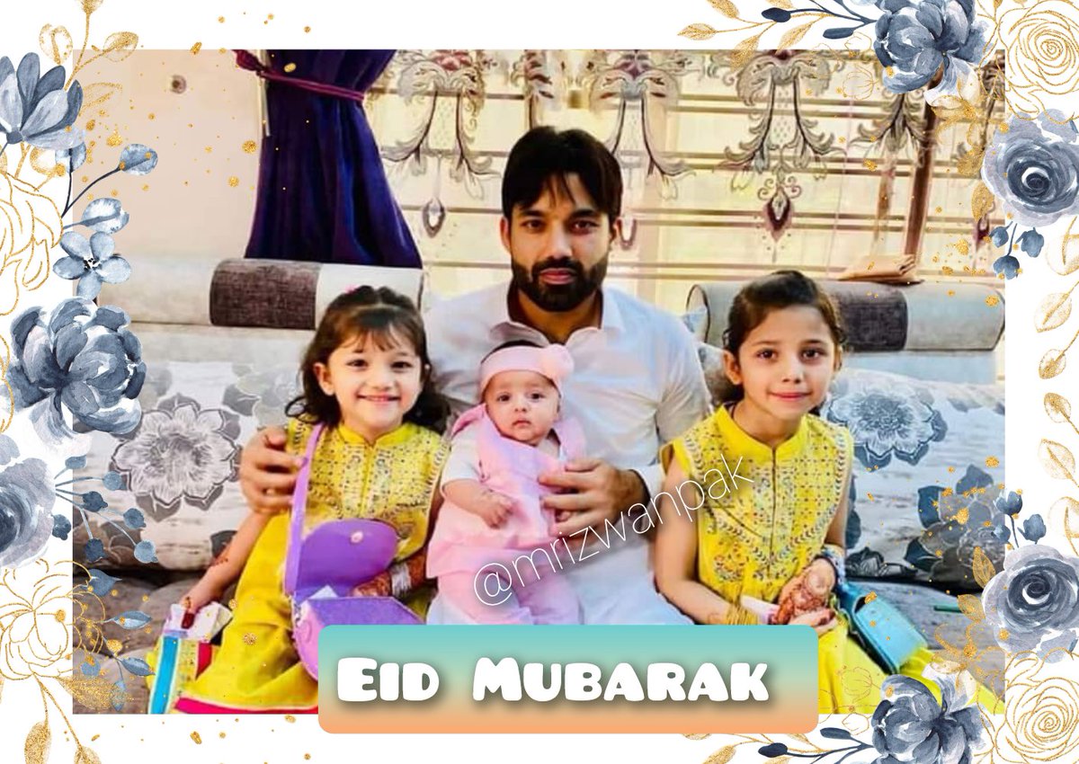 MRizwanFC16's tweet photo. Aina , Anabia and saneela celebrating Eid with baba Jani 😘 @iMRizwanPak https://t.co/SrdIw5XMiw