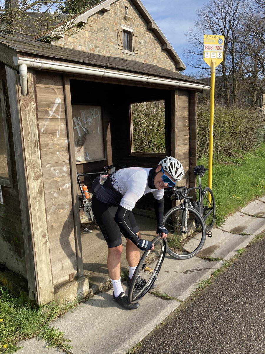 Dirtywknd's tweet photo. Helluva day out at the @LiegeBastogneL cyclo sportive yesterday. Wrong turn and poor signage put us on the 150 route instead of the 250, but as the rain started in the last 10km we weren’t too sad! Great job everyone 💪
@IlyaGridneff 
#LBL #lbl2023 https://t.co/bYhdvl8BAo