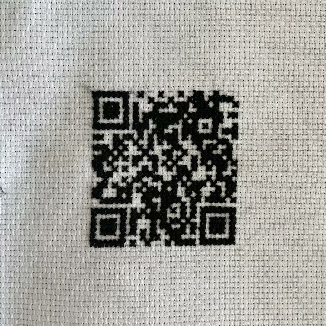 Phoenix artist <a href="/blueberrybutton/">Maria Walker Artist</a> has stitched this QR code that will take you to our website. Go on, try I it, it works!
#QRCode #crosstitch