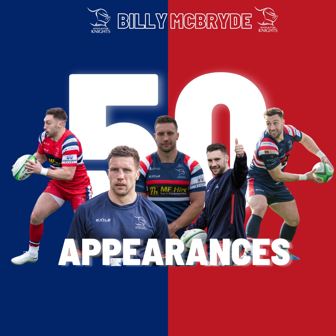 DoncasterKnight's tweet photo. 𝘽𝙞𝙡𝙡𝙮 𝙈𝙘𝘽𝙧𝙮𝙙𝙚 - 𝟱𝟬 ⚔️

We are incredibly proud of Billy McBryde who yesterday became our latest player to reach the fantastic 50 milestone.

5️⃣0️⃣ Knights appearances
7️⃣ Tries
1️⃣6️⃣ Conversions
6️⃣7️⃣ Points scored https://t.co/85BIvCD5WE