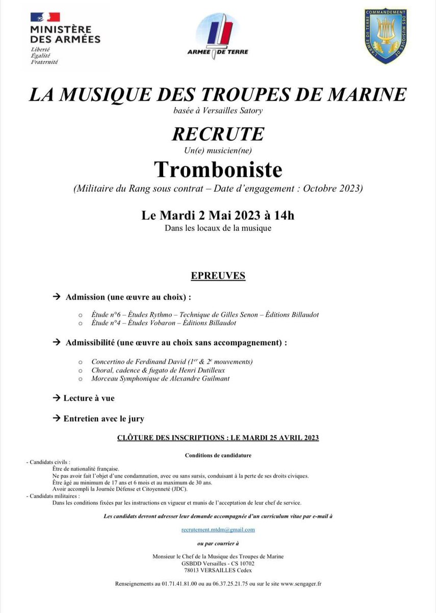 laurentarandel's tweet photo. Derniers jours pour postuler à la @musique_tdm. Les éventuels retardataires ne seront pas châtiés! 😊 https://t.co/5M3yBHWwhe