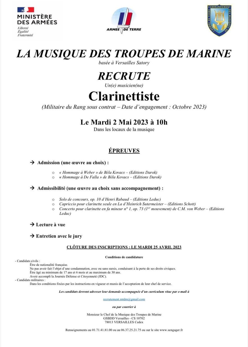 laurentarandel's tweet photo. Derniers jours pour postuler à la @musique_tdm. Les éventuels retardataires ne seront pas châtiés! 😊 https://t.co/UrmbLc0VRH