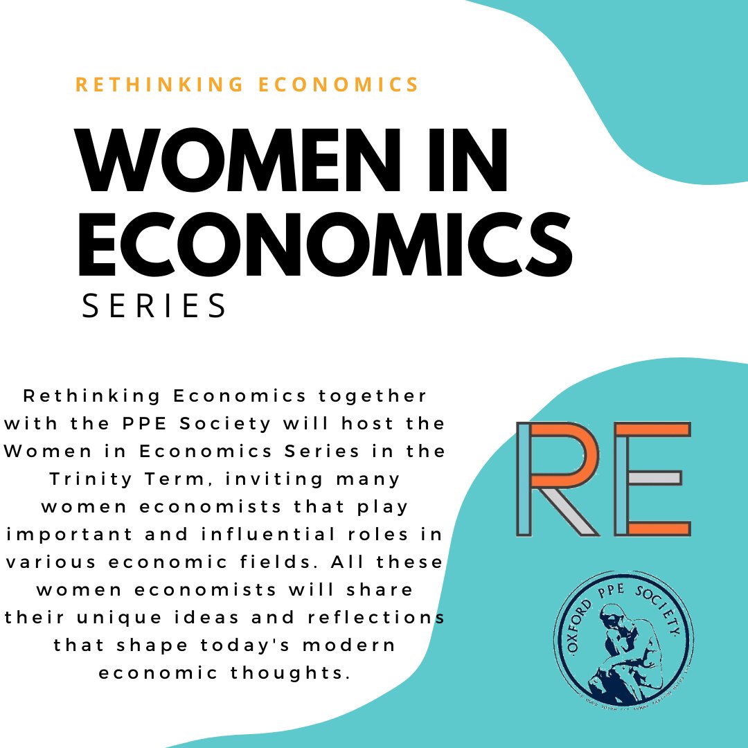 Announcing our 'Women in Economics' series with <a href="/oxford_ppe/">OxfordPPE</a> !

Over TT23 we're hosting women economists to talk about their work &amp; how they're helping (re)shape modern economic thought.

Incl: <a href="/NFolbre/">Nancy Folbre</a> <a href="/DianeCoyle1859/">Diane Coyle</a> <a href="/sabina_alkire/">Sabina Alkire</a> &amp; <a href="/ezhuravskaya/">Zhuravskaya</a> 

Specific events &amp; dates soon!