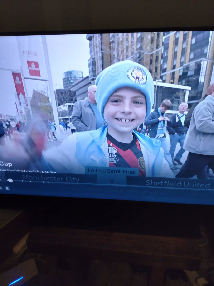 Great day out at Wembley yesterday. Samuel's first ever 'away' game ... with a bonus appearance on ITV's opening credits!