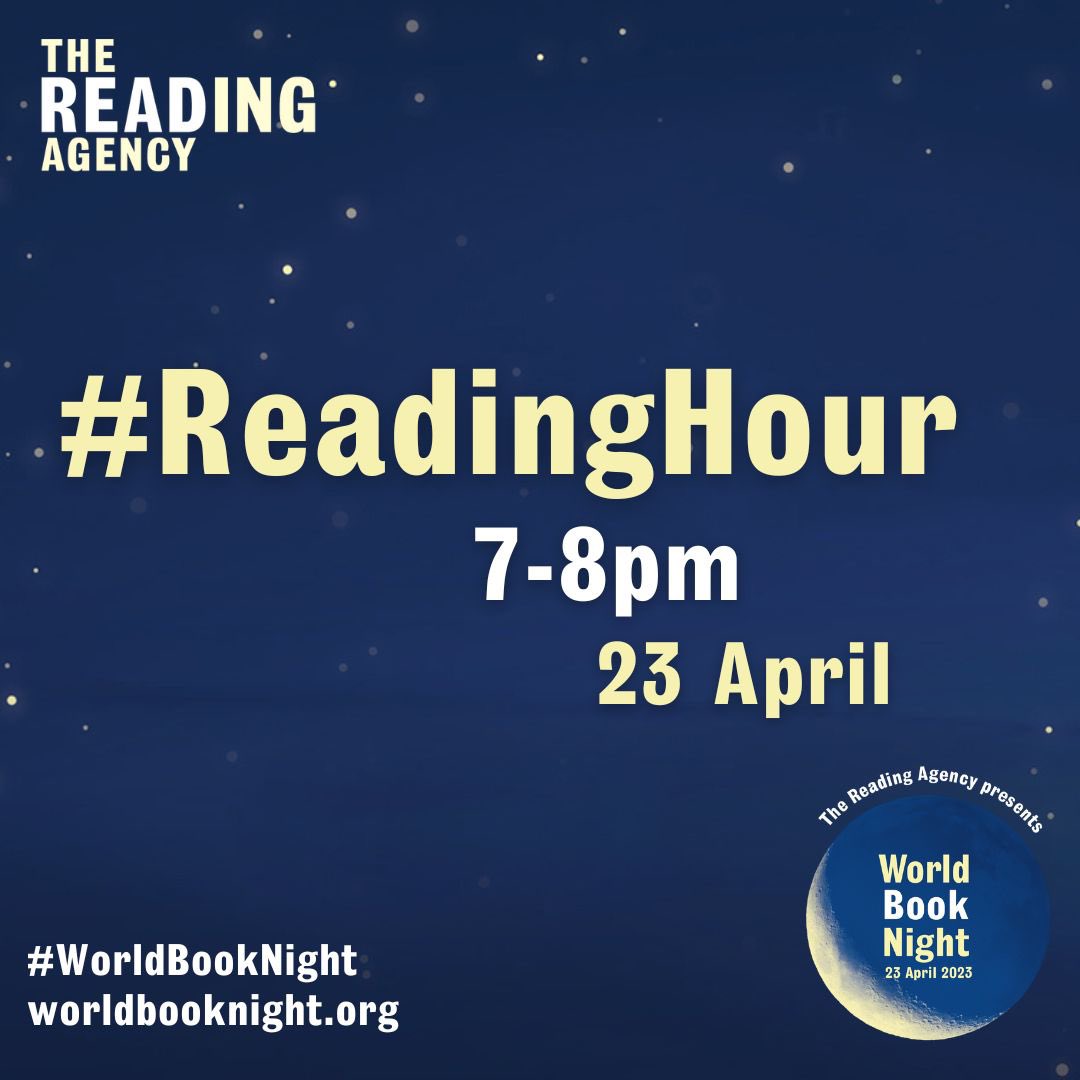 7-8pm TONIGHT is #ReadingHour @WorldBookNight ☺️ Get involved by taking this hour to focus on yourself and escape into a book 🌘
 
What are you reading at the moment?  📖 👇